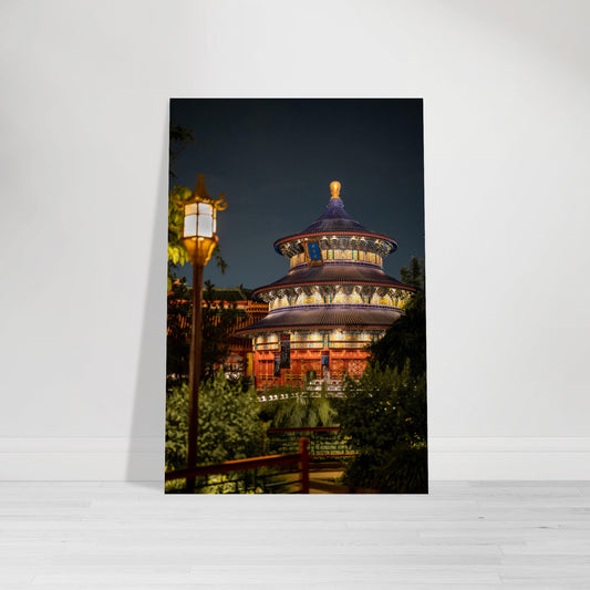 Chinese Temple After Dark (Collectible Aluminum Print - 8"x12")